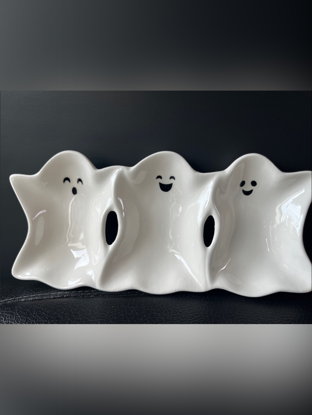 Ceramic Ghost Trio Serving Dish - White